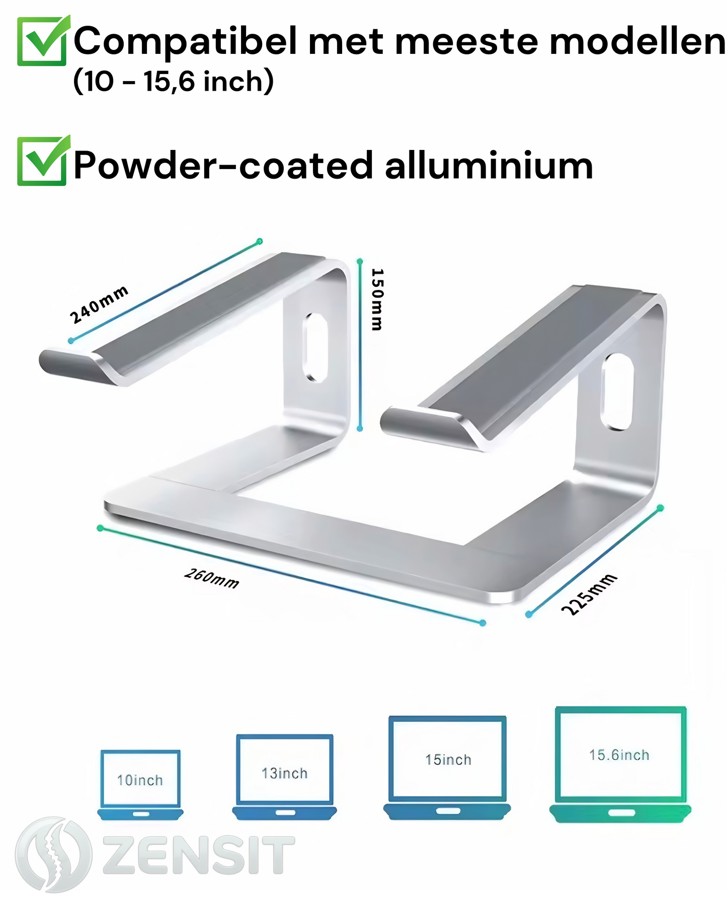ZENSIT Elevate™ – Premium laptophouder in aluminium