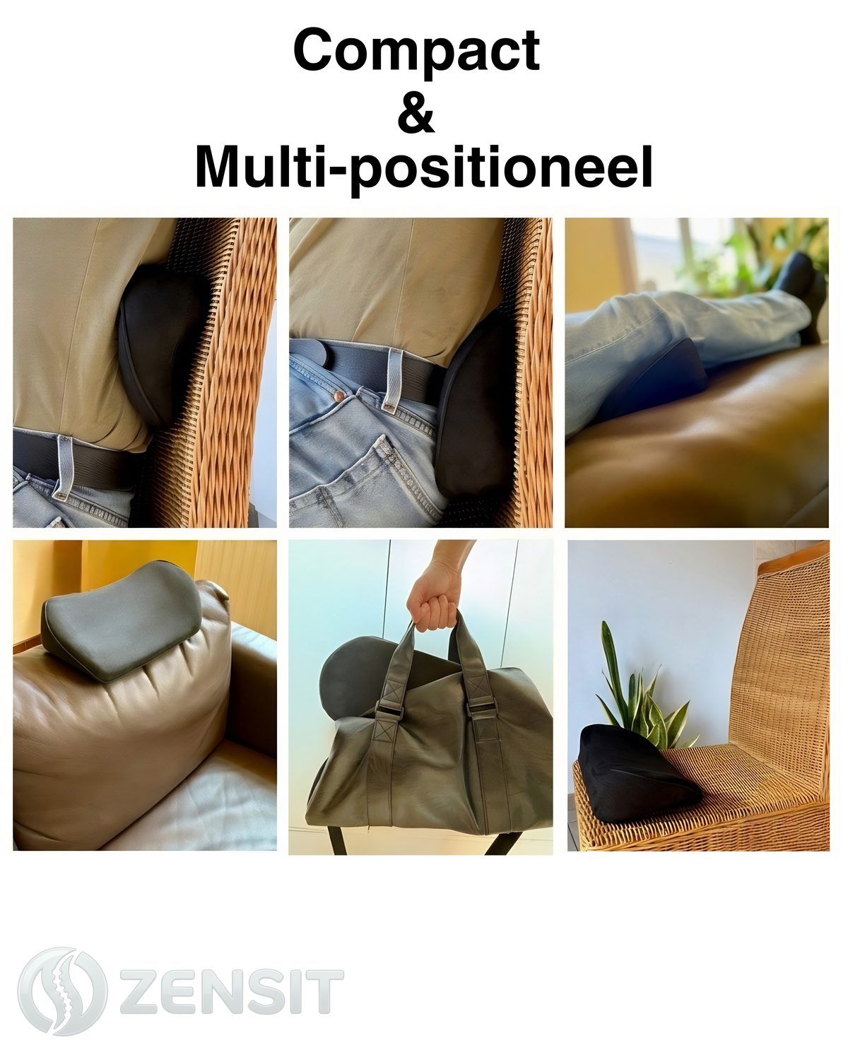ZENSIT Nomad™ – Compact memory-foam steunkussen (multi-positioneel)